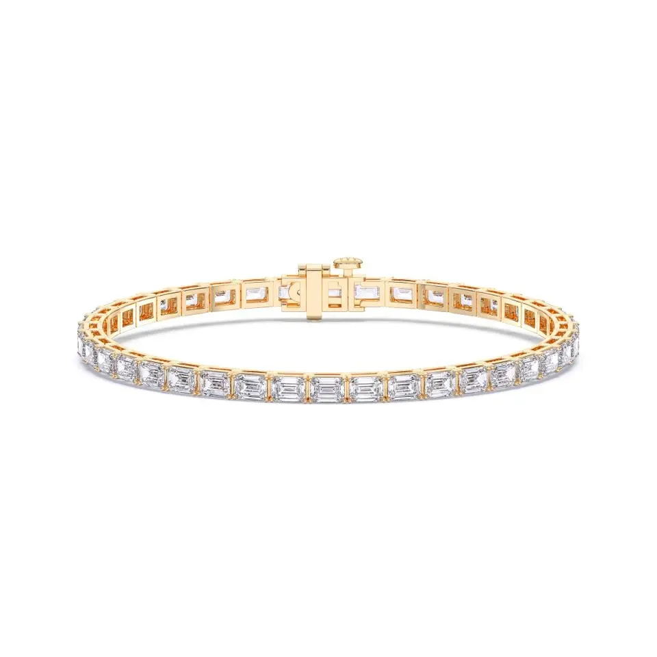 Yellow gold Emerald Cut Tennis Bracelet (e-w)