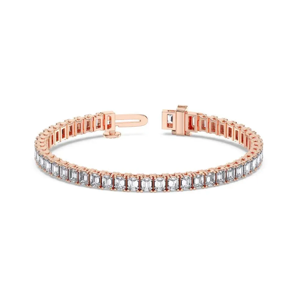 Rose gold Emerald Cut Tennis Bracelet (n-s) - KJB14227