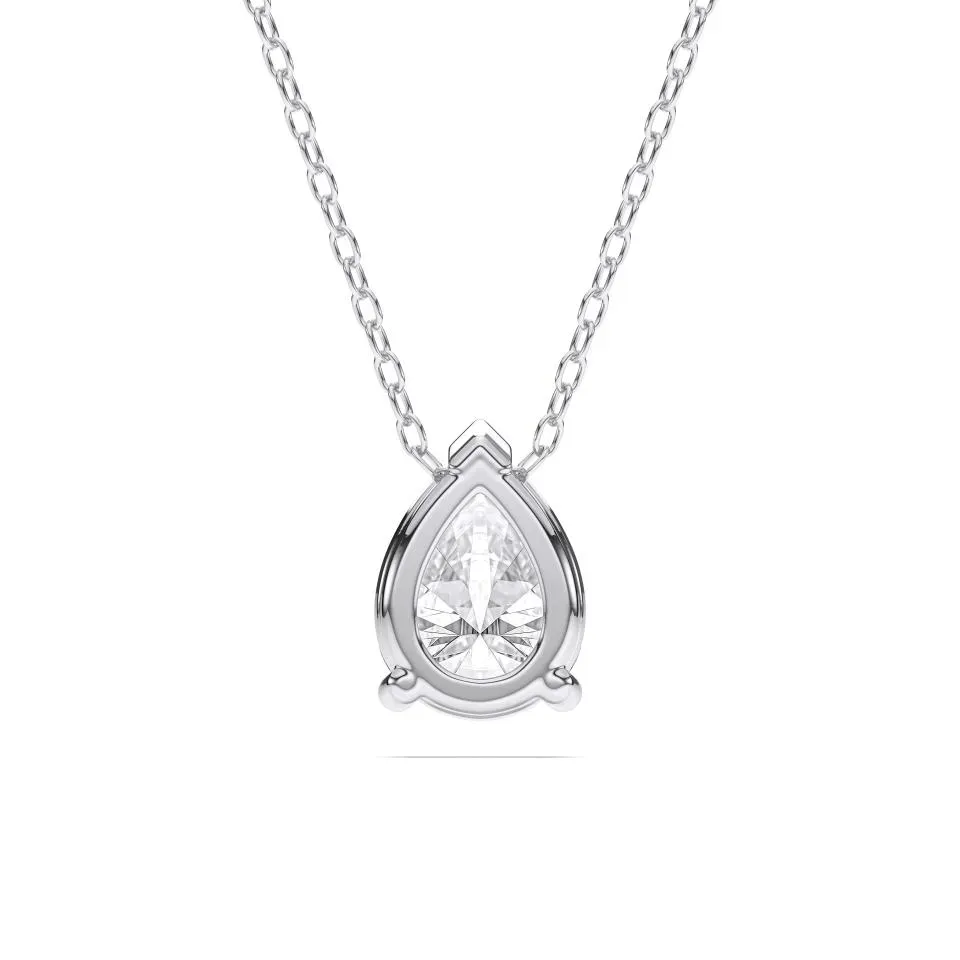 White gold Pear Cut Solitaire Pendant