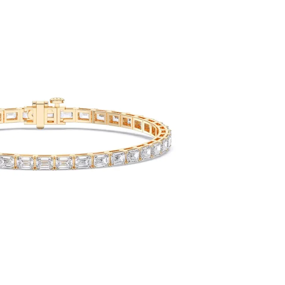 Yellow gold Emerald Cut Tennis Bracelet (e-w)